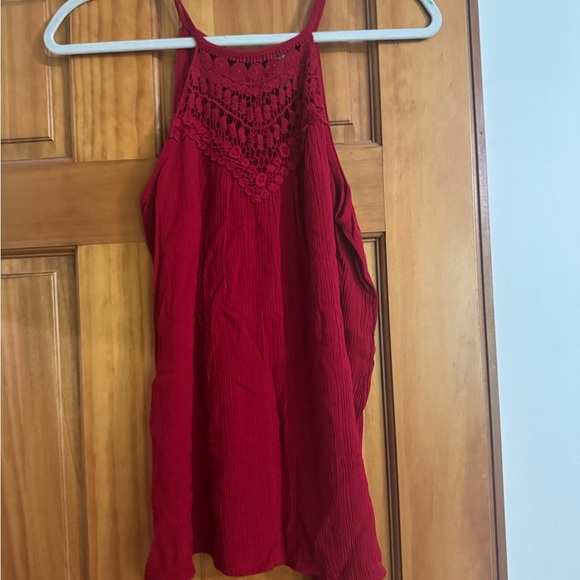No Boundaries Tops - No Boundaries Red Smocked Backless Tank Top